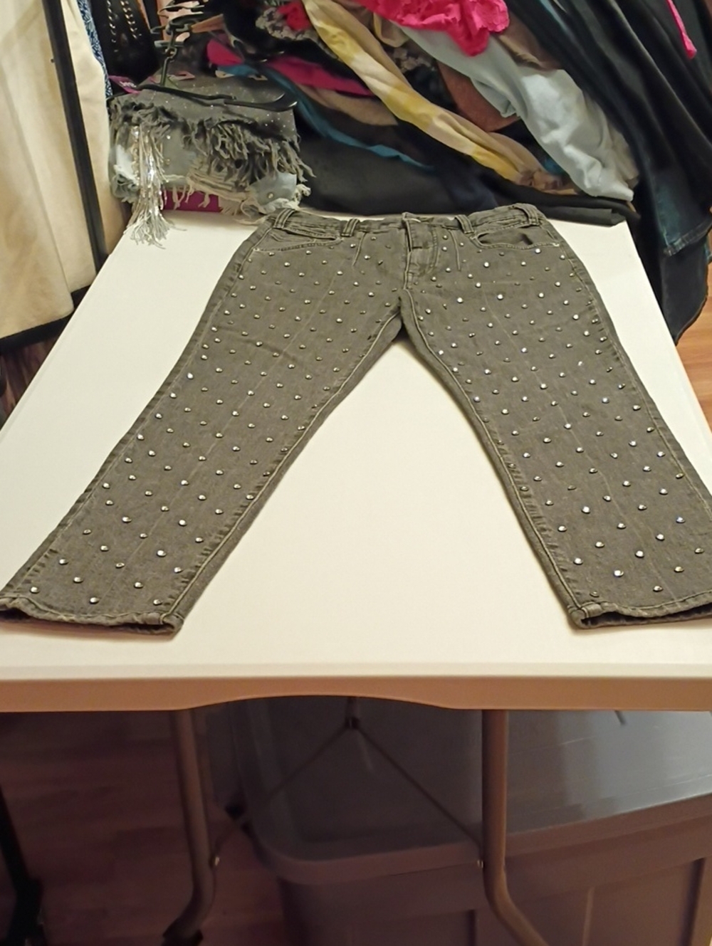 Anthropologie Pilcro Black Embellished Stud High-Rise Cropped Jeans